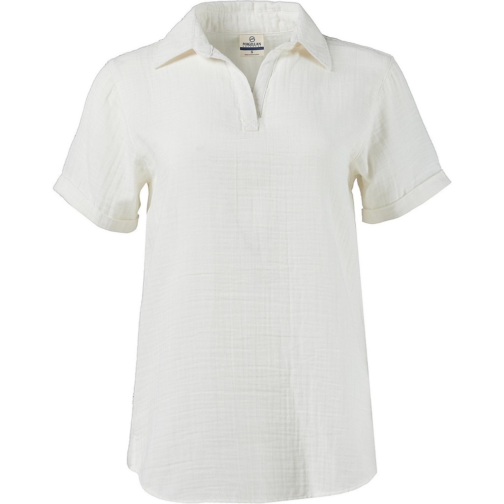 Magellan Outdoor Happy Camper Top XXLarge Cotton Short Sleeve Camp Off White